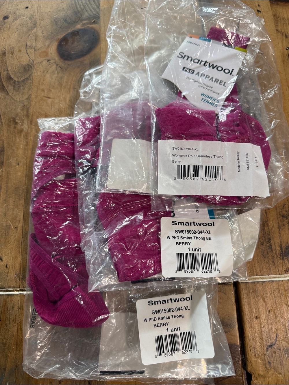 3-PACK NIP Smartwool PhD Seamless Thongs - Berry - Size XL